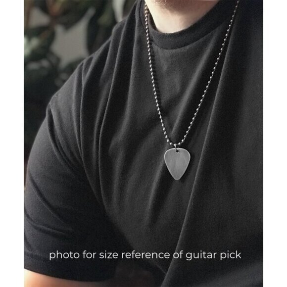 24 INCHES Shiny Mirror Stainless Steel Guitar Pick Necklace - Picture 2 of 8
